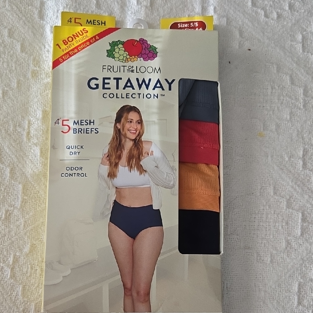 Fruit of the Loom Getaway Collection Briefs 5 pk 1 Ea Navy, Peach, Coral, 2 Gray